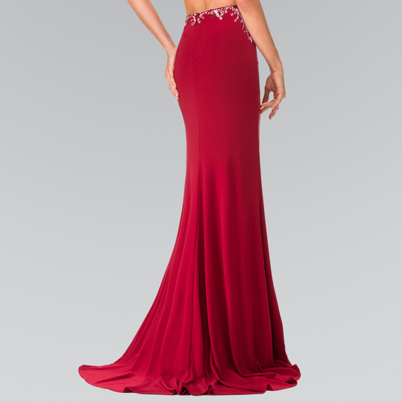 Beaded Two-Piece Dress with Cut-Out Back GL2277 - Picture 3 of 4